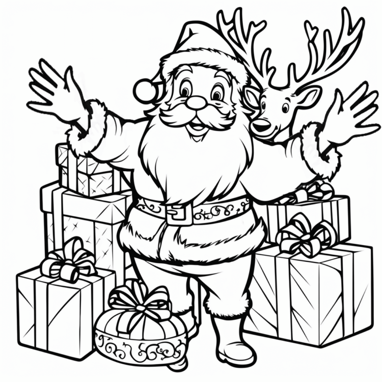 Dibujo para colorear Página para colorear del reno de Navidad
