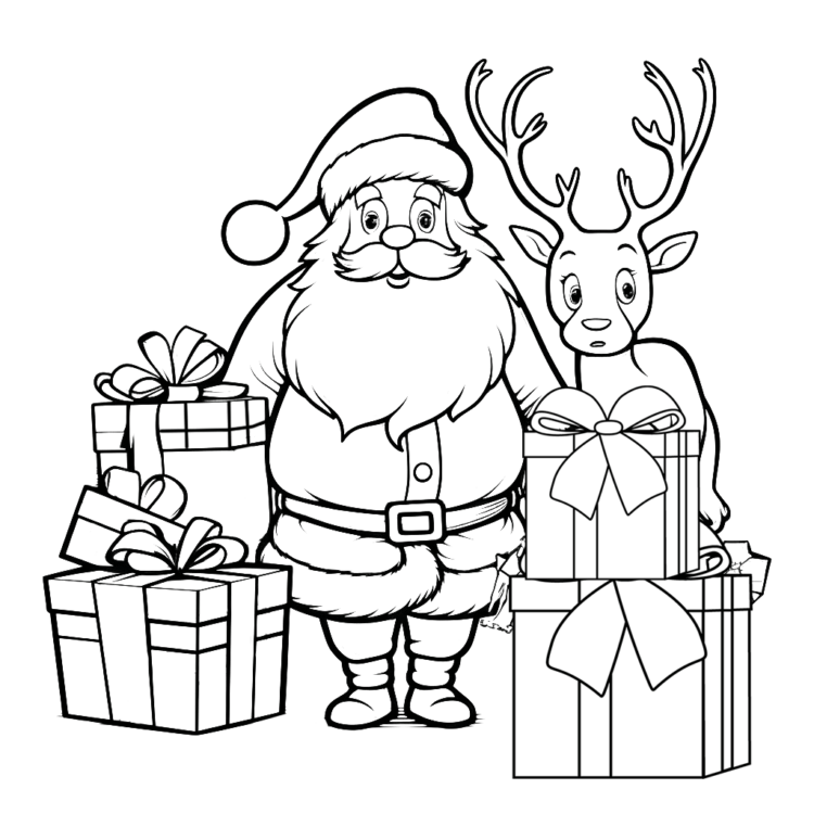 Dibujos para colorear Páginas para colorear de Renos de Navidad