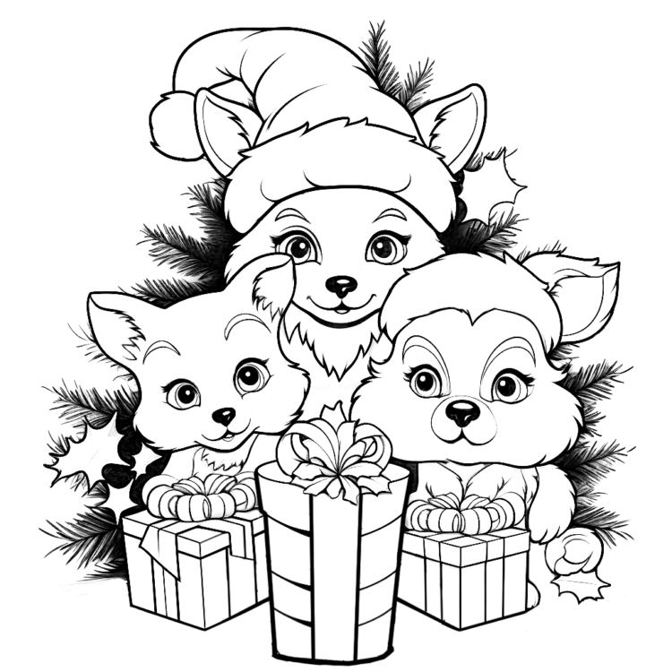 Dibujo para colorear Animales de Navidad
