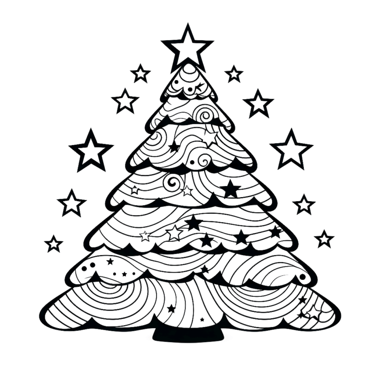 Coloring picture Christmas tree mandala