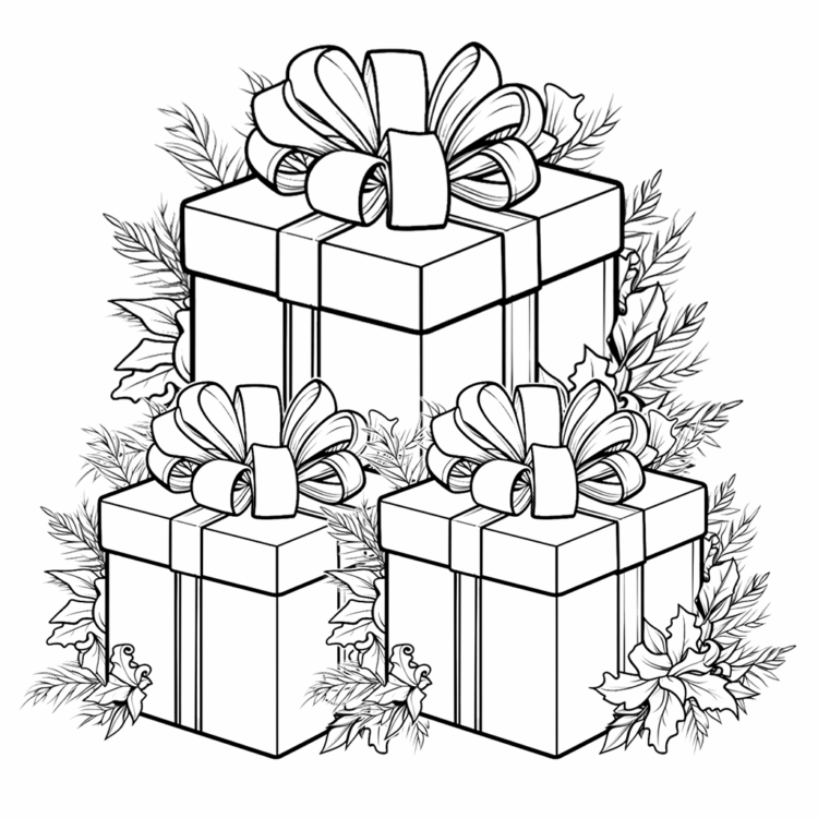 Ausmalbild Weihnachtsgeschenke
