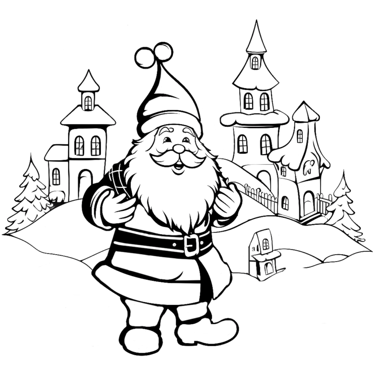 Coloring picture Santa Claus at Christmas