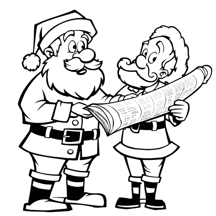 Coloring picture Santa Claus and friend