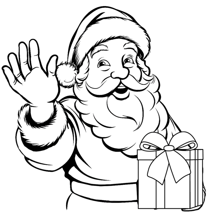 Ausmalbild Winkender Weihnachtsmann