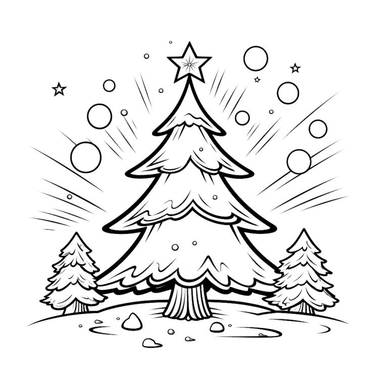 Dibujo para colorear abeto de invierno