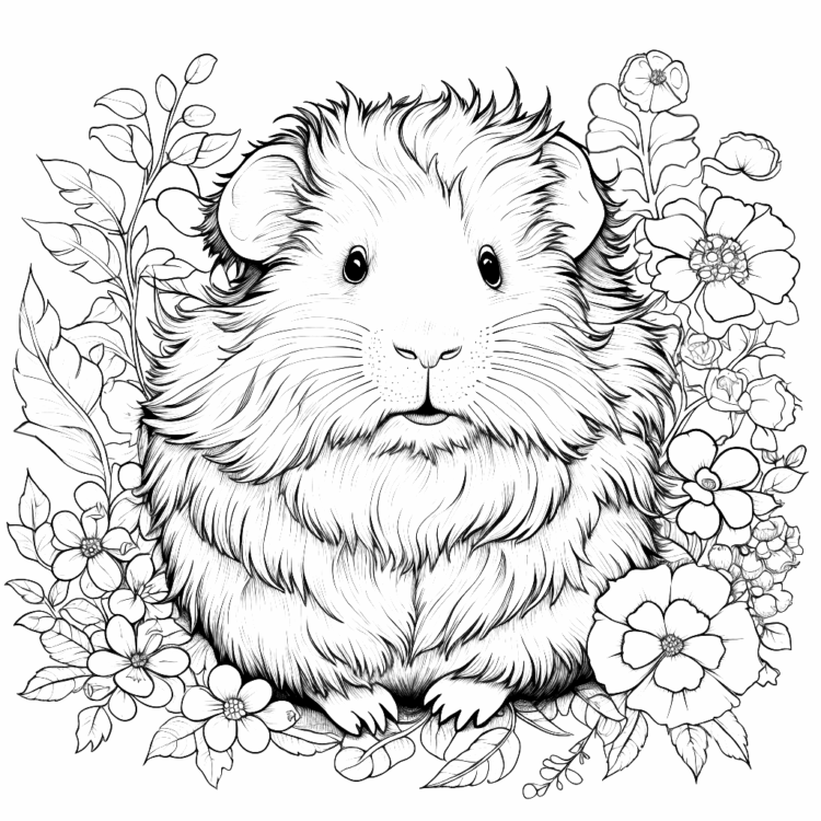 Dibujo para colorear cobaya esponjosa