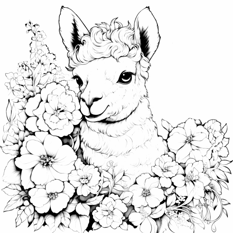 Página para colorear de alpaca