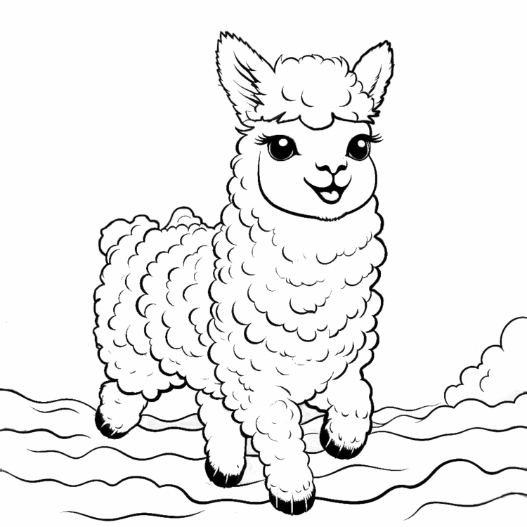 Dibujo para colorear alpaca gratis