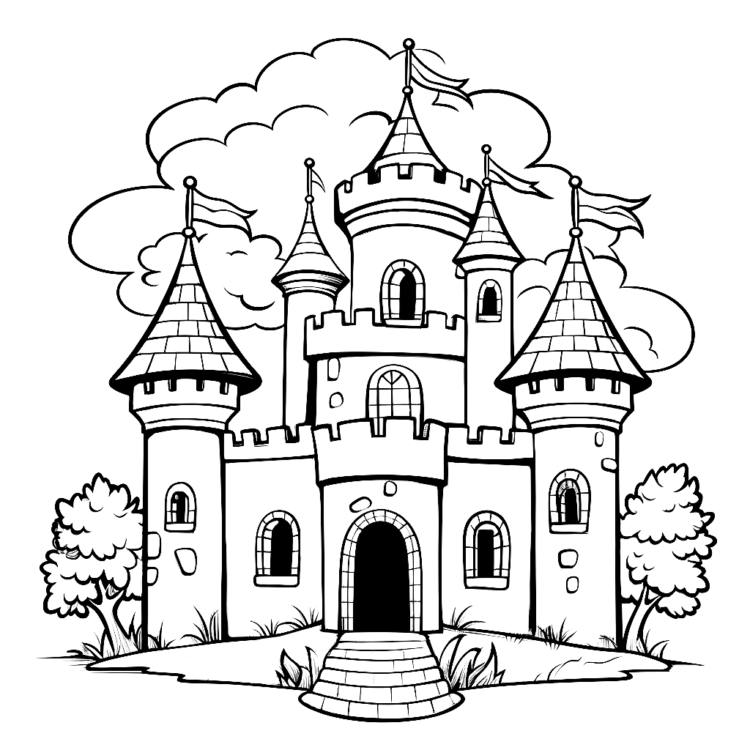 Coloring picture simple castle