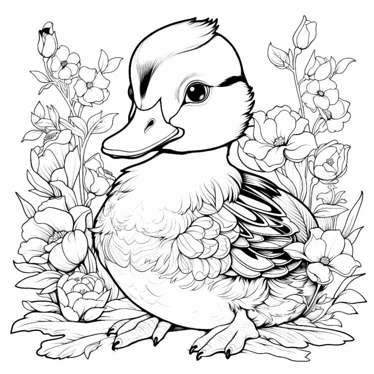 Coloring picture duck mandala
