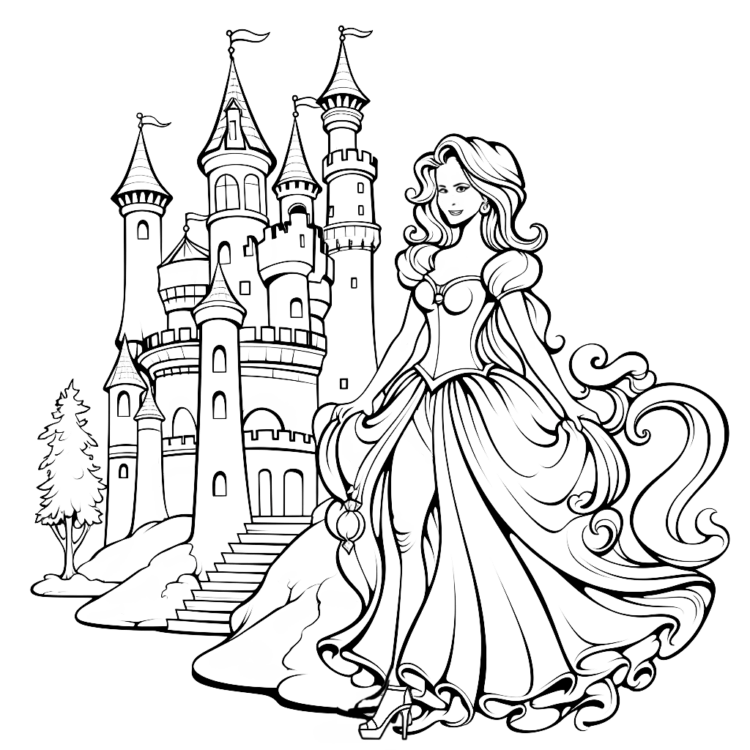Dibujo para colorear castillo fortaleza