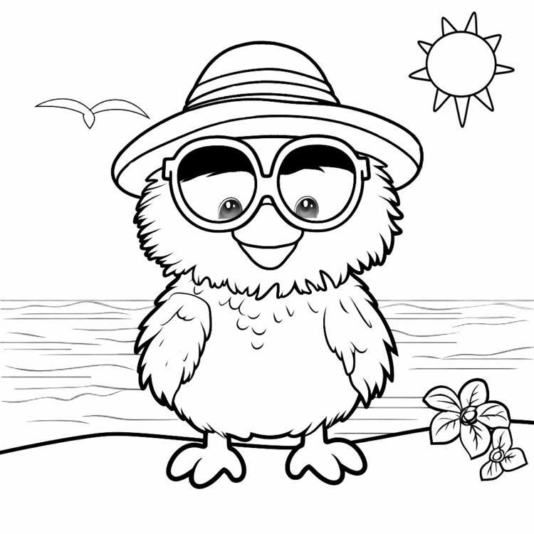 Coloring picture happy chick