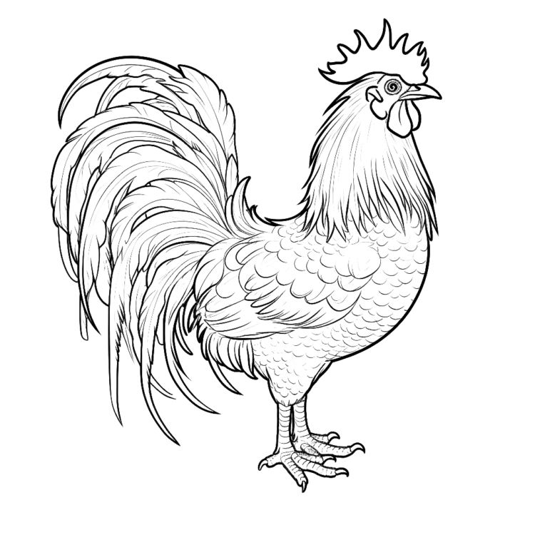 Dibujo para colorear gallo pollito