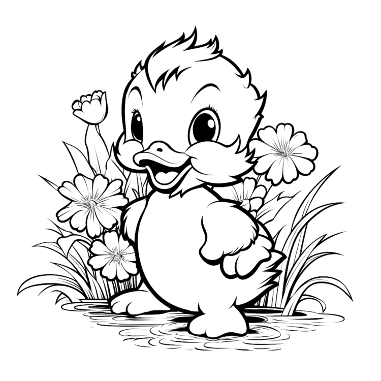 Ausmalbild Kleine Ente