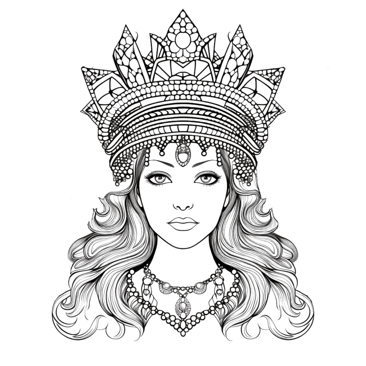 Dibujo para colorear mandala reina