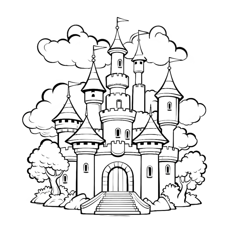 Ausmalbild Märchenschloss