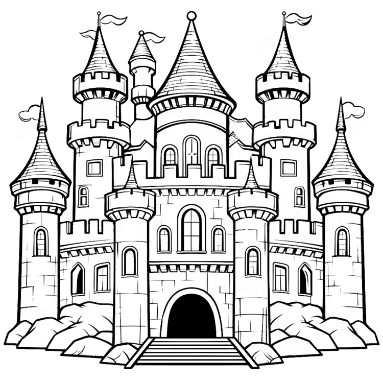 Majestic castle coloring page