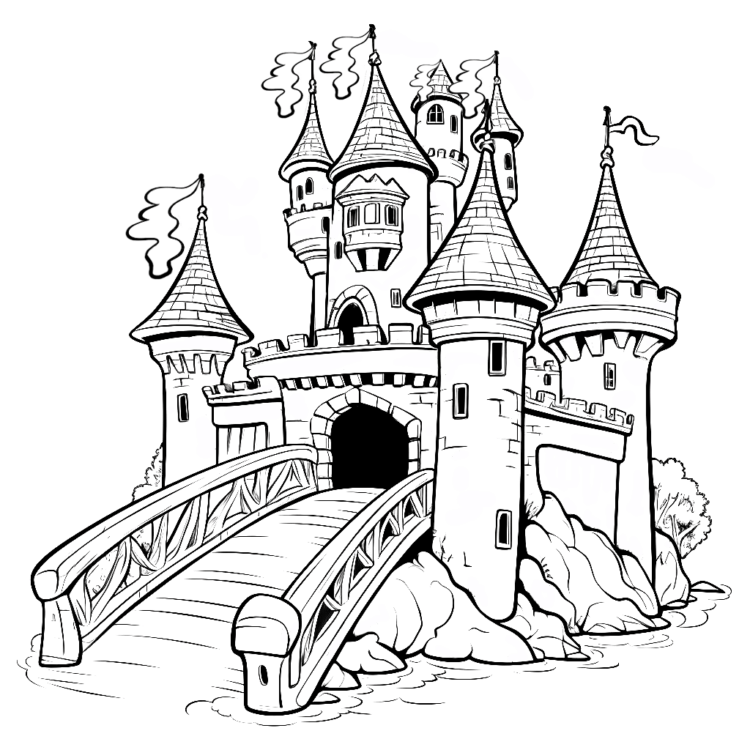 Medieval castle coloring page