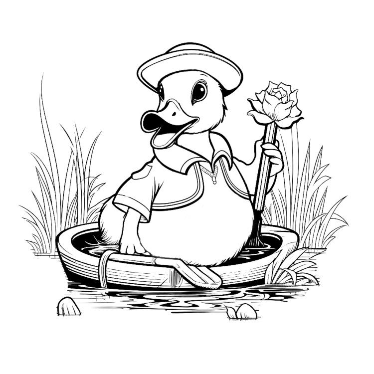 Ausmalbild Pfützenhüpfer-Ente