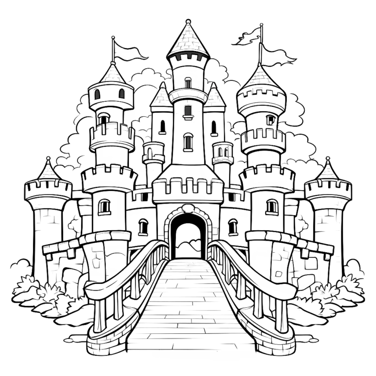 Dibujo para colorear castillo de princesa
