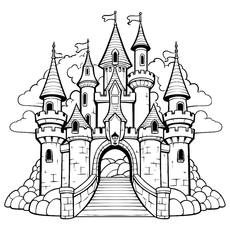 Dibujo para colorear castillo