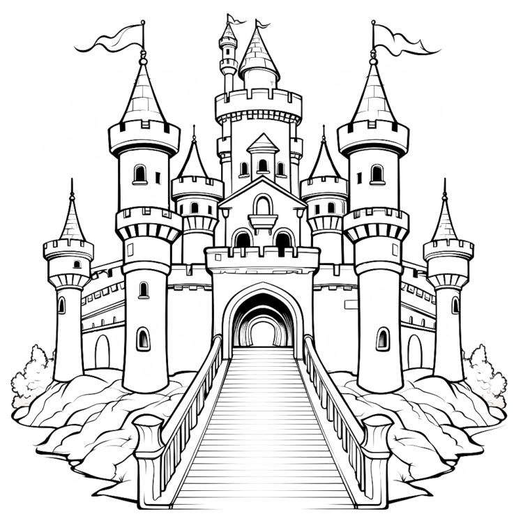 Ausmalbild Turmschloss