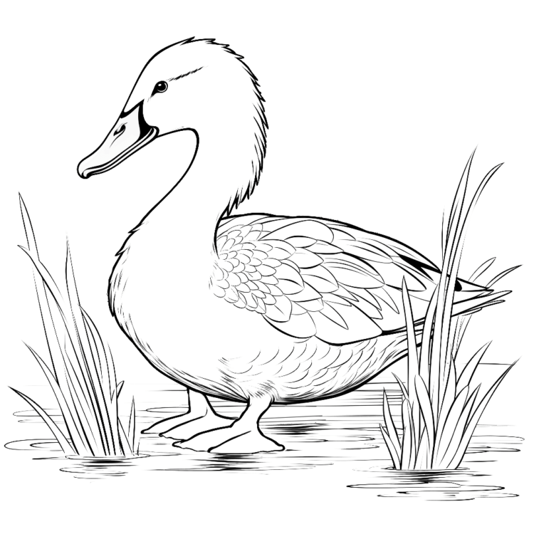Coloring picture playful puddle duck