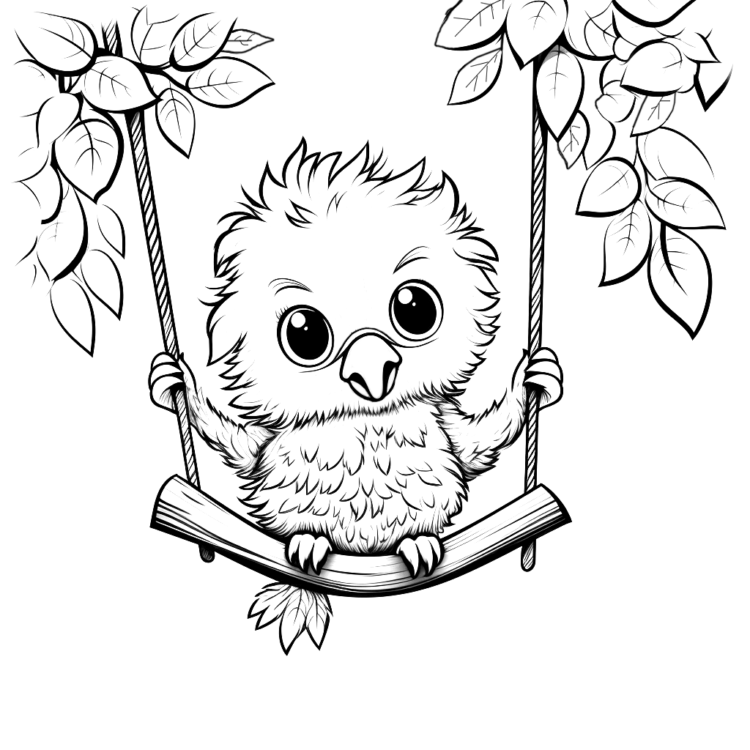 Dibujo para colorear pollito juguetón