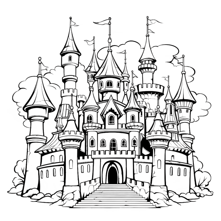Dibujo para colorear castillo de ensueño