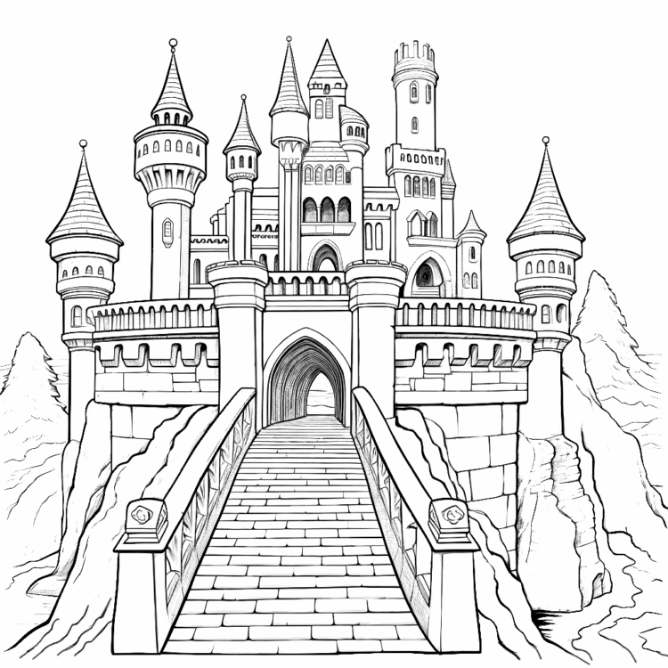 Enchanted castle coloring page