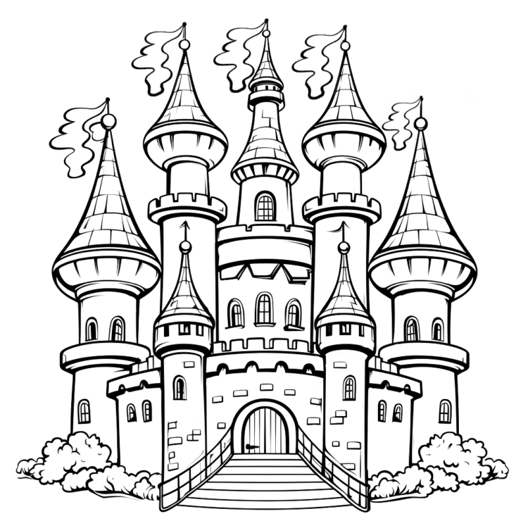 Página para colorear del castillo mágico