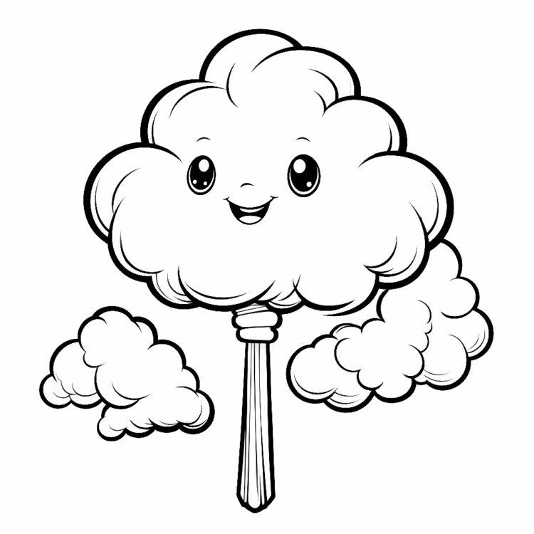 Página para colorear de nubes de algodón de azúcar