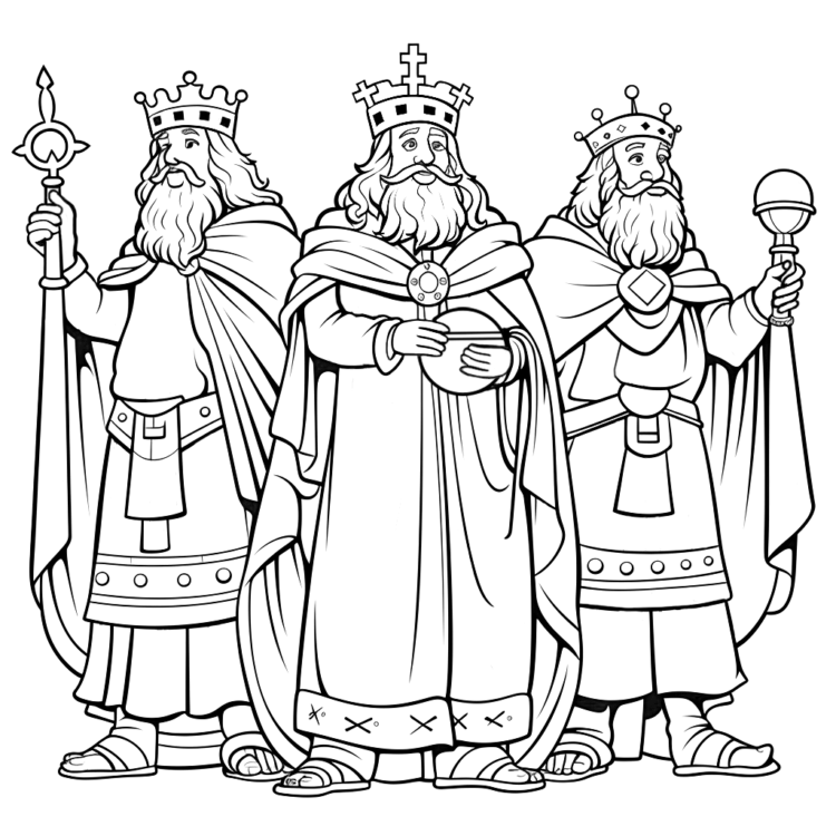 Dibujo para colorear Reyes Magos