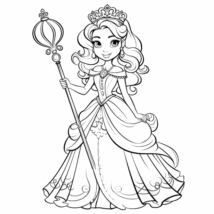 Coloring picture young queen