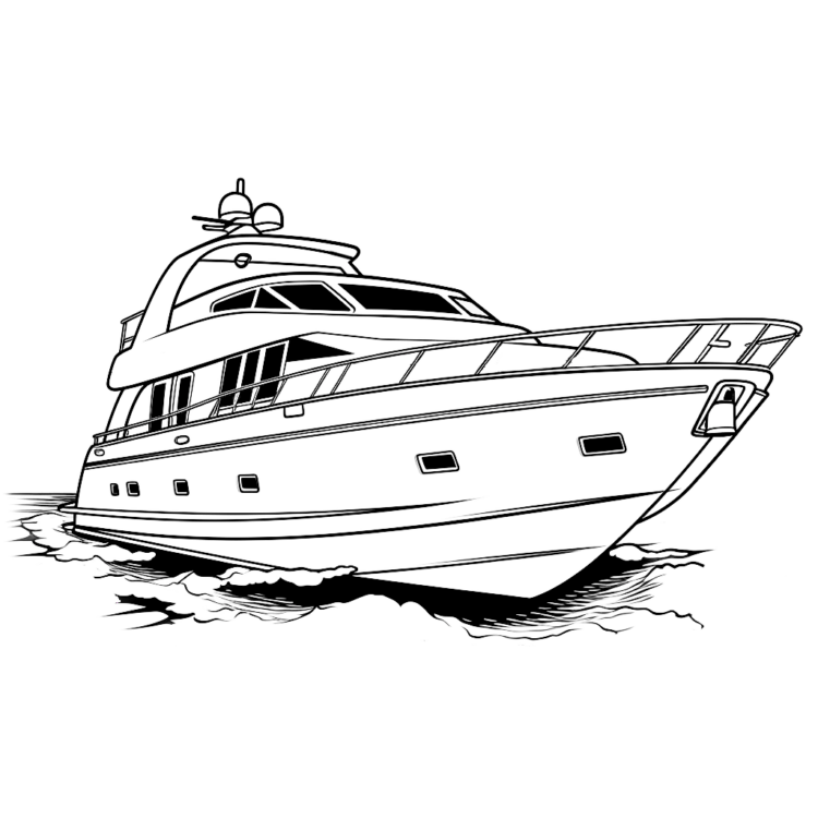 Ausmalbild Abenteuer Yacht