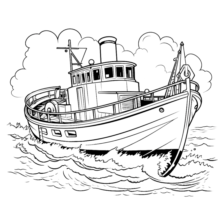 Dibujo para colorear barco de aventuras