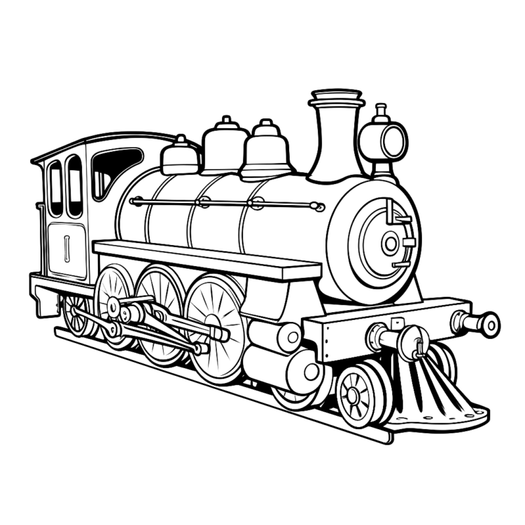 Ausmalbild Bahnfahrer Lokomotive