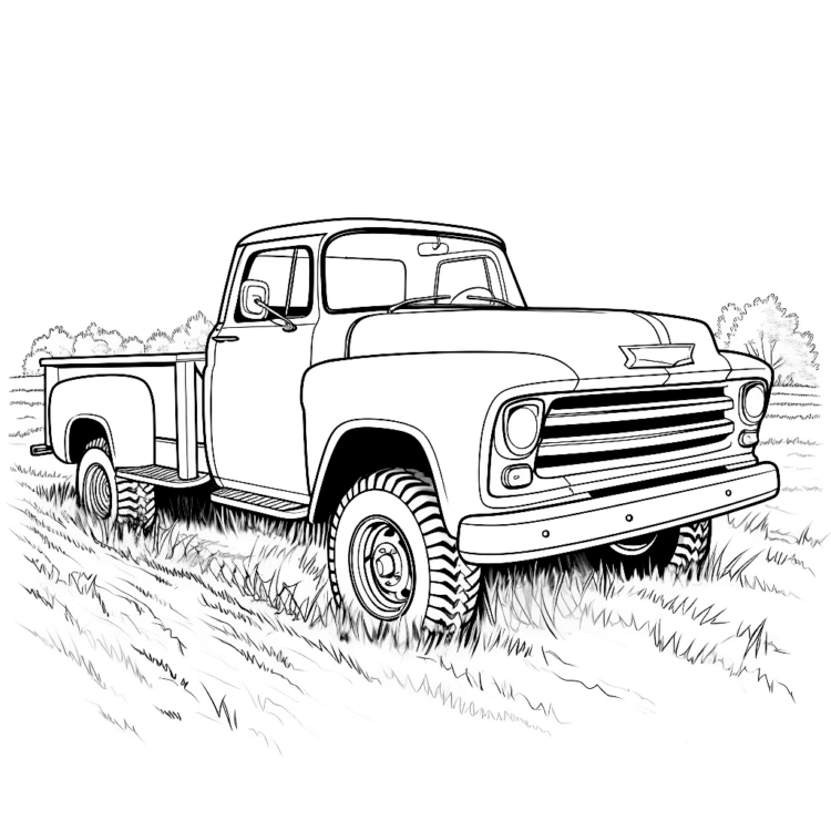 Coloring picture farm pickup