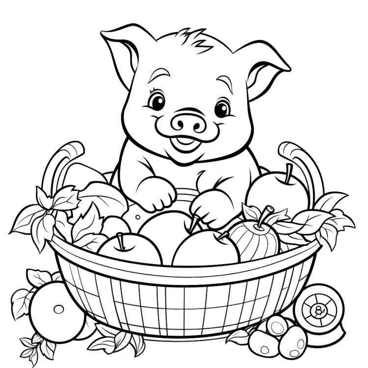 Coloring picture farm pig