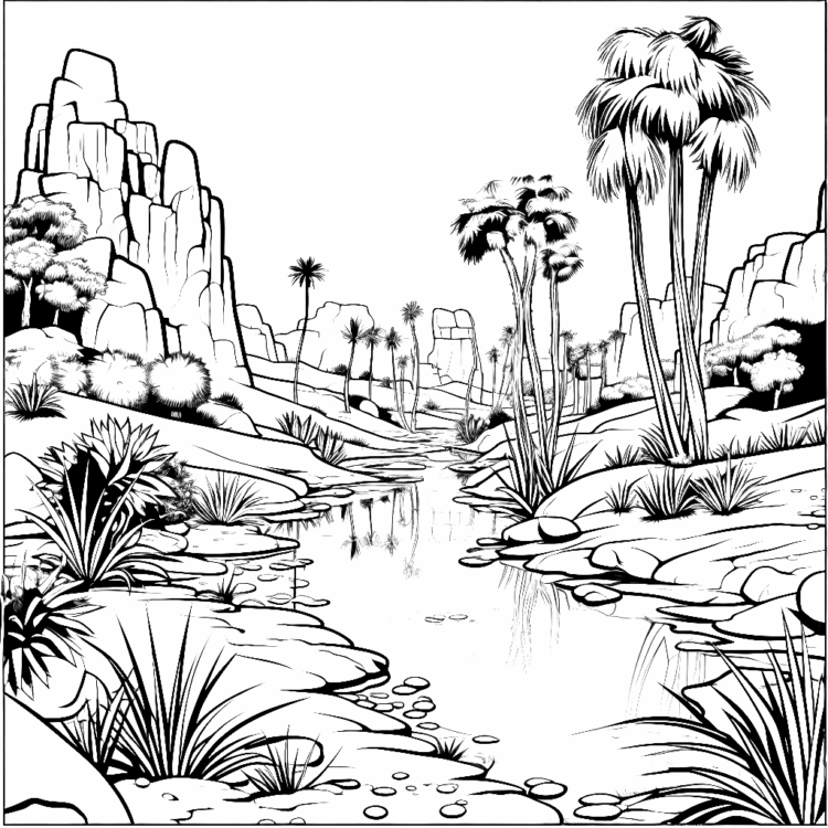 Dibujo para colorear Paisajes encantadores