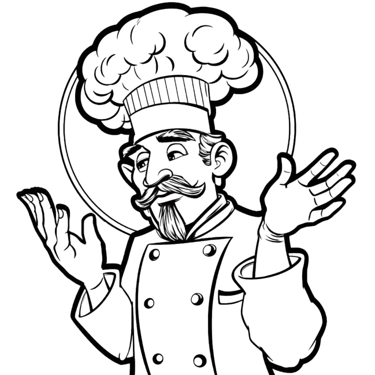 Colorear dibujo chef mano
