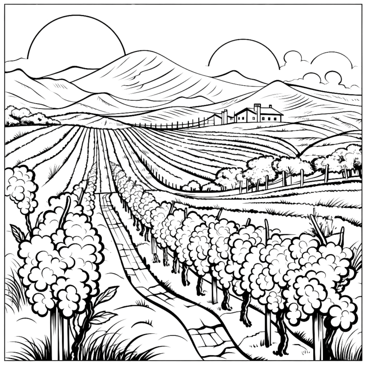 Coloring picture A landscape