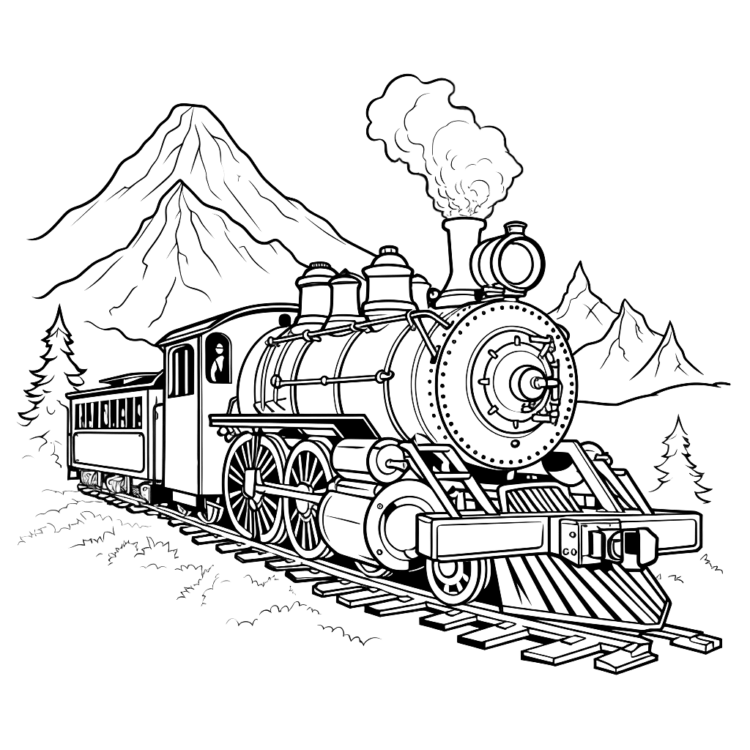 Dibujo para colorear aventura ferroviaria locomotora