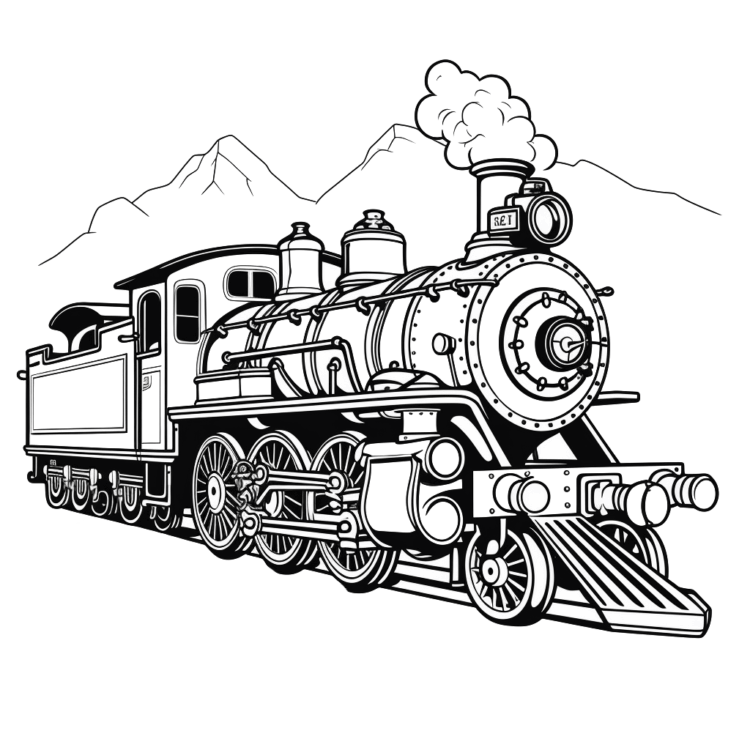 Ausmalbild Eisenpferd-Lokomotive