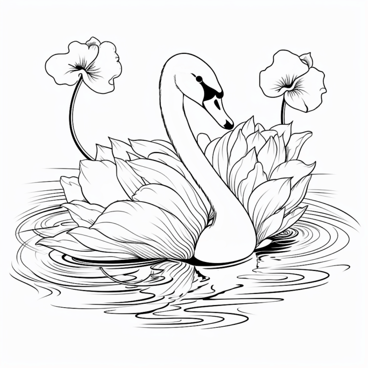Elegant swan coloring page