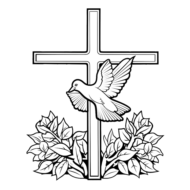 Dibujo para colorear ángel cruz