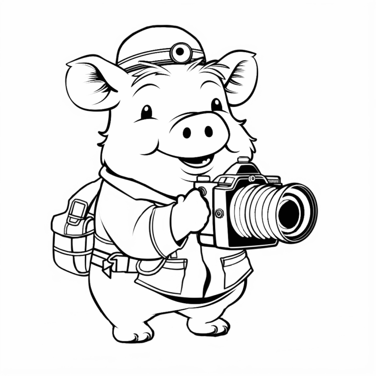 Coloring picture photographer pig