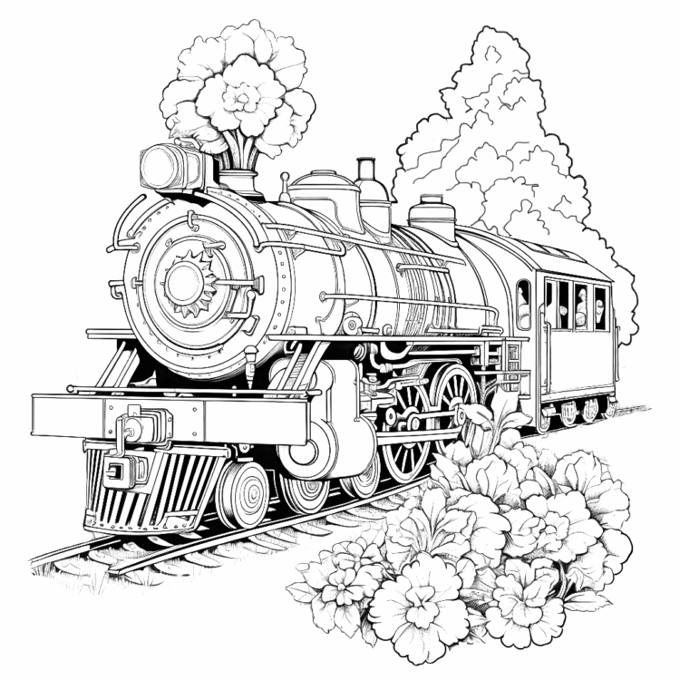 Coloring picture Joyful journey locomotive