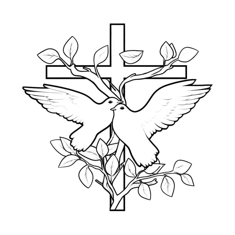 Peaceful cross coloring page