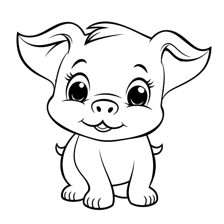 Coloring picture Cheerful pig